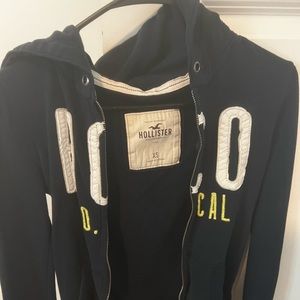 Navy blue hollister zip jacket